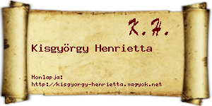 Kisgyörgy Henrietta névjegykártya