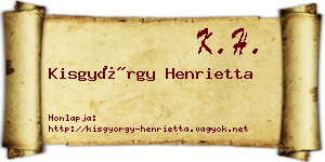 Kisgyörgy Henrietta névjegykártya